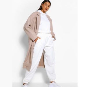 Boohoo Double Breated Longline Wool Look Coat